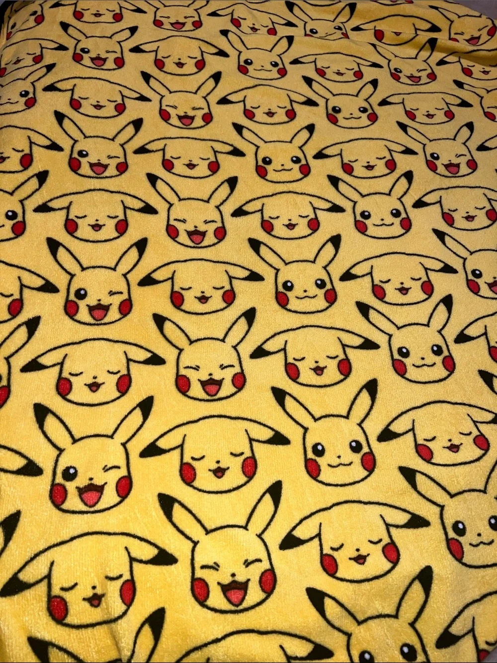 Northwest Yellow Pikachu Face Plush Throw Blanket
